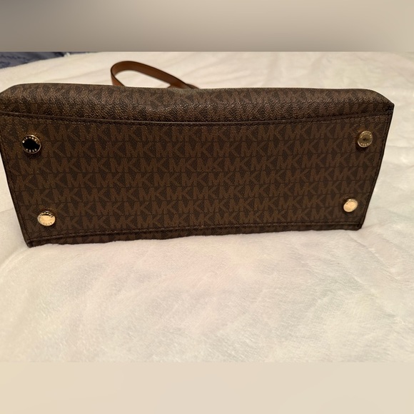 Michael Kors Dark Brown Satchel with Tan Accents - Picture 7 of 14